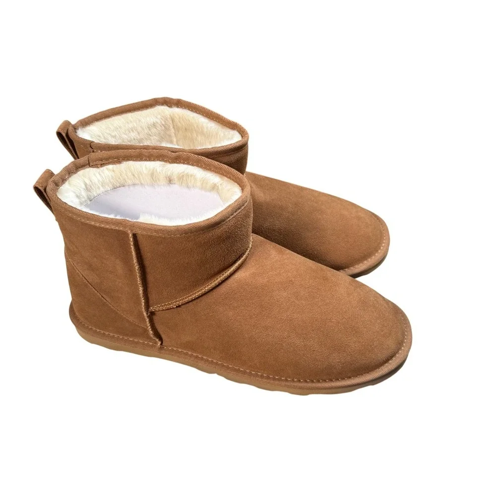 Clarks NIB Men 12 Suede Ankle Boot Tan Leather Indoor Outdoor Slipper Cozy Cloud
